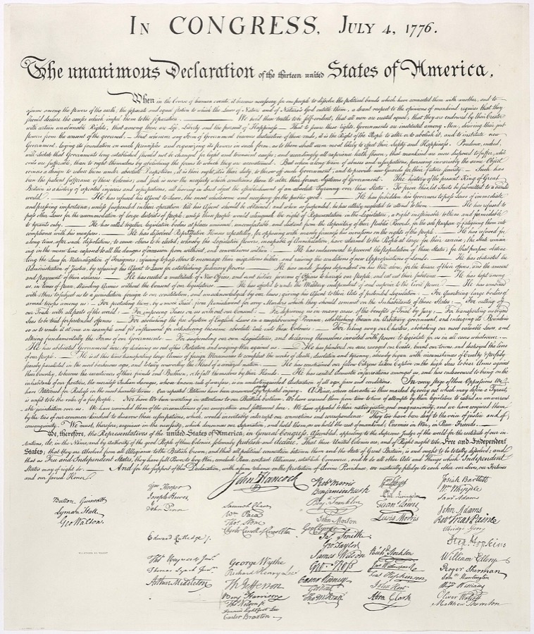 United States Declaration of Independence, 1776